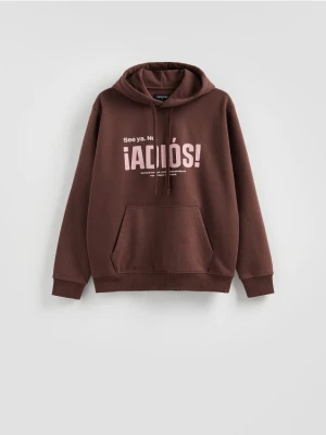 Reserved - Bluza z nadrukiem - bordowy