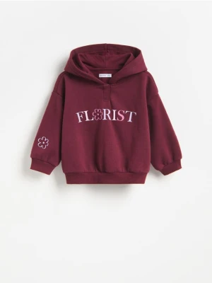 Reserved - Bluza z nadrukiem - bordowy
