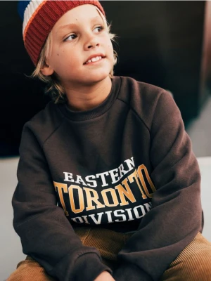 Reserved - Bluza z nadrukiem - ciemnobrązowy