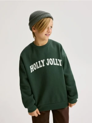 Reserved - Bluza z nadrukiem - ciemnozielony
