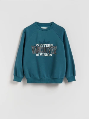 Reserved - Bluza z nadrukiem - ciemny turkus