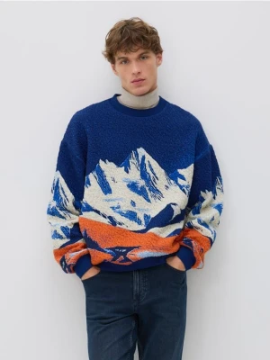 Reserved - Bluza z nadrukiem - granatowy