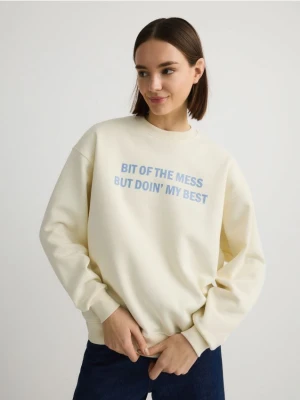 Reserved - Bluza z nadrukiem - kremowy