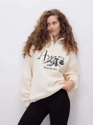 Reserved - Bluza z nadrukiem - kremowy