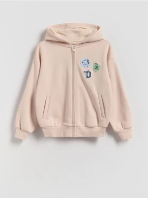 Reserved - Bluza z nadrukiem na plecach - kremowy