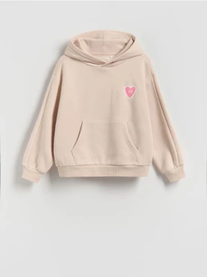 Reserved - Bluza z nadrukiem na plecach - kremowy