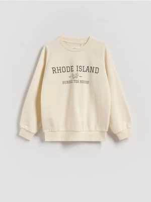 Reserved - Bluza z nadrukiem - złamana biel