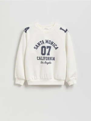 Reserved - Bluza z nadrukiem - złamana biel