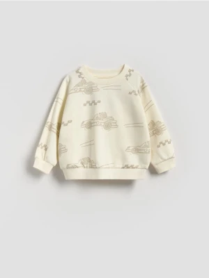 Reserved - Bluza z nadrukiem - złamana biel