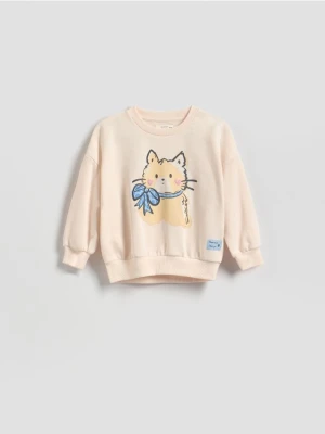 Reserved - Bluza z nadrukiem - złamana biel