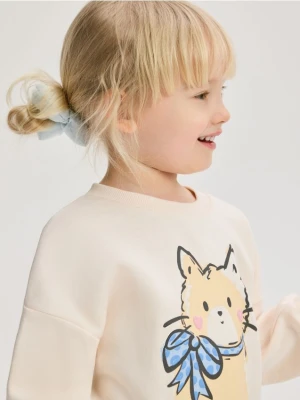 Reserved - Bluza z nadrukiem - złamana biel