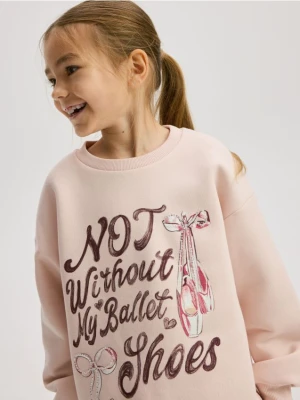 Reserved - Bluza z napisem - pastelowy róż