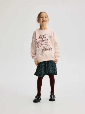 Reserved - Bluza z napisem - pastelowy róż