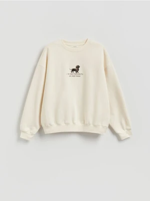 Reserved - Bluza z ozdobnym haftem - kremowy
