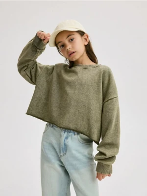 Reserved - Bluza z ozdobnymi postrzępieniami - jasny zielony