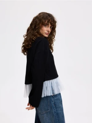 Reserved - Bluza z tiulowym dołem - czarny
