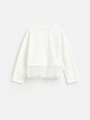 Reserved - Bluza z tiulowym dołem - złamana biel