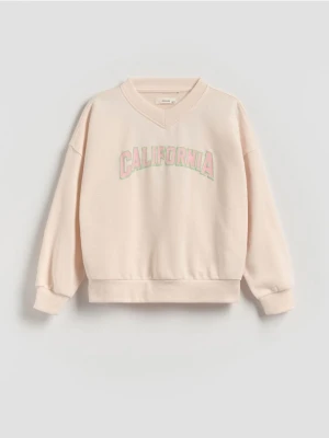 Reserved - Bluza z wypukłym napisem - pastelowy róż