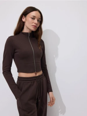 Reserved - Bluza z wysoką stójką - ciemnobrązowy