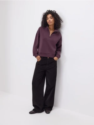 Reserved - Bluza z zamkiem - ciemnofioletowy