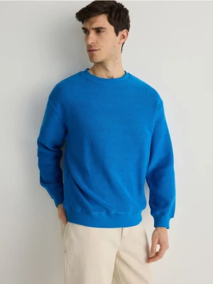Reserved - Bluza ze strukturalnej dzianiny - niebieski