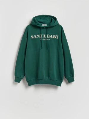 Reserved - Bluza ze świątcznym napisem - ciemnozielony