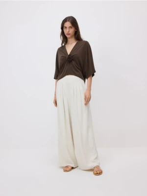 Reserved - Bluzka kimono z modalem - brązowy