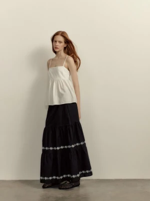 Reserved - Bluzka na ramiączkach z lnem - biały