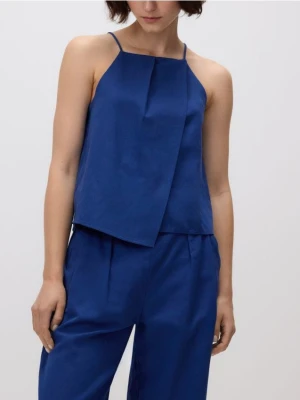 Reserved - Bluzka na ramiączkach z lnem - niebieski