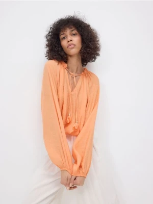 Reserved - Bluzka o kroju oversize - koralowy