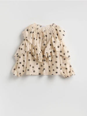 Reserved - Bluzka w groszki - złamana biel