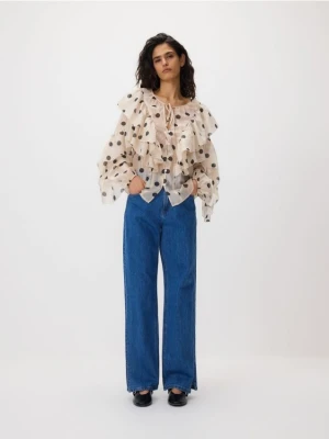 Zdjęcie produktu Reserved - Bluzka w groszki - złamana biel