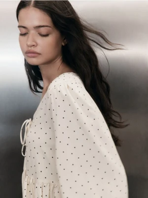 Zdjęcie produktu Reserved - Bluzka w groszki - złamana biel