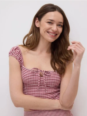 Reserved - Bluzka w kratę vichy - bordowy