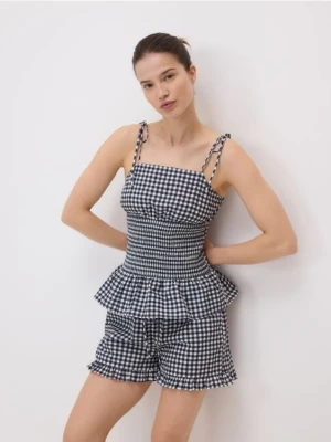 Reserved - Bluzka w kratę vichy - granatowy