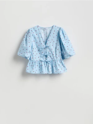 Reserved - Bluzka w serca - jasnoniebieski