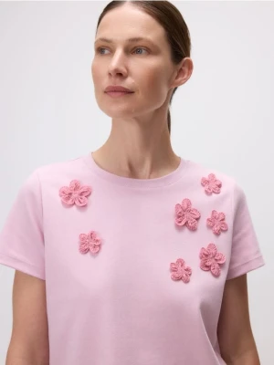 Reserved - Bluzka z aplikacją 3D - pastelowy róż