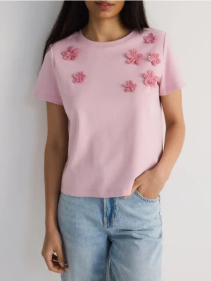 Zdjęcie produktu Reserved - Bluzka z aplikacją 3D - pastelowy róż