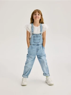 Reserved - Bluzka z ażurowymi rękawami - złamana biel