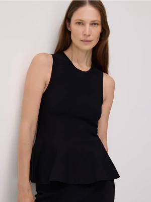 Reserved - Bluzka z baskinką - czarny