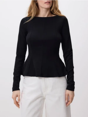 Reserved - Bluzka z baskinką - czarny