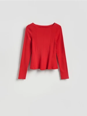 Reserved - Bluzka z baskinką - czerwony