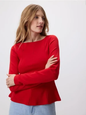 Reserved - Bluzka z baskinką - czerwony