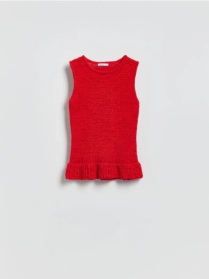 Reserved - Bluzka z baskinką - czerwony