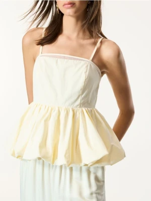 Reserved - Bluzka z baskinką - jasnożółty