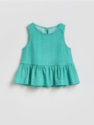 Reserved - Bluzka z baskinką - zielony