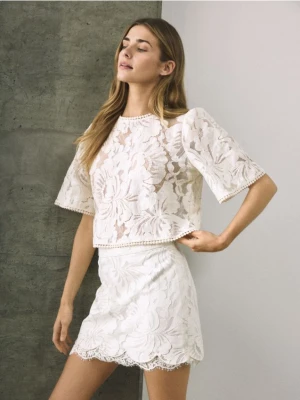 Reserved - Bluzka z bawełną - jasnożółty