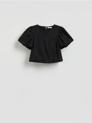 Reserved - Bluzka z bufiastymi rękawami - czarny