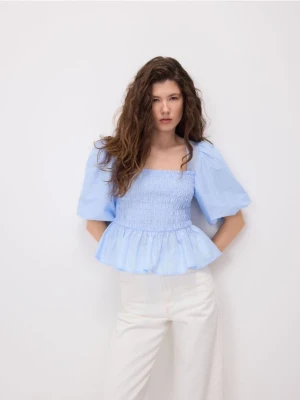 Reserved - Bluzka z bufiastymi rękawami - jasnoniebieski