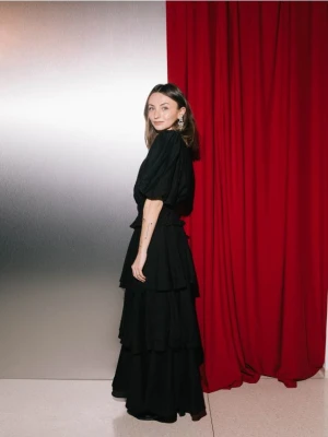 Reserved - Bluzka z bufkami - czarny